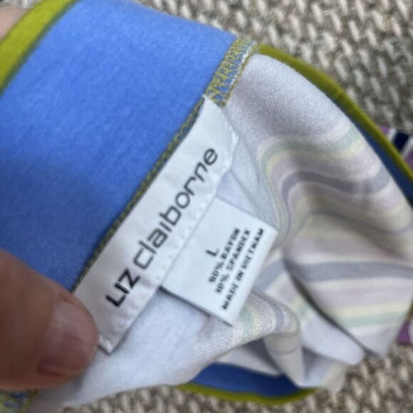 Liz Claiborne Skirt size Large Blue Purple Striped Jersey Straight Pencil Knee - Picture 12 of 12